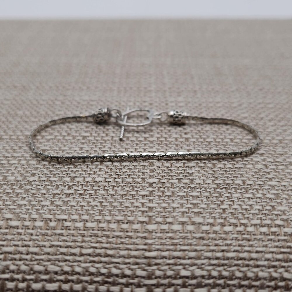 7 Inch Sterling Silver Chain Heart Clasp Bracelet B421
